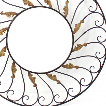 38" Bronze Metal Round Framed Accent Mirror