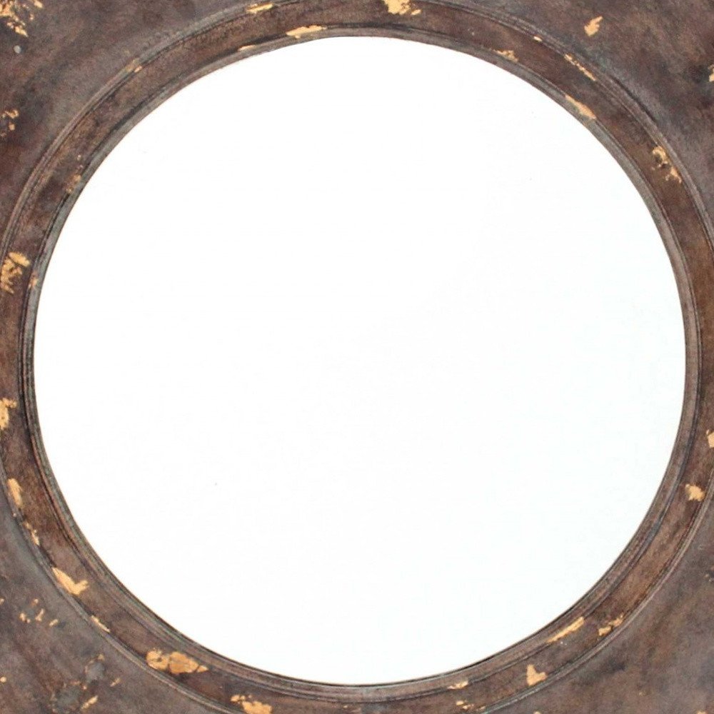 24" Bronze Hexagon Distressed Wood Framed Accent Mirror