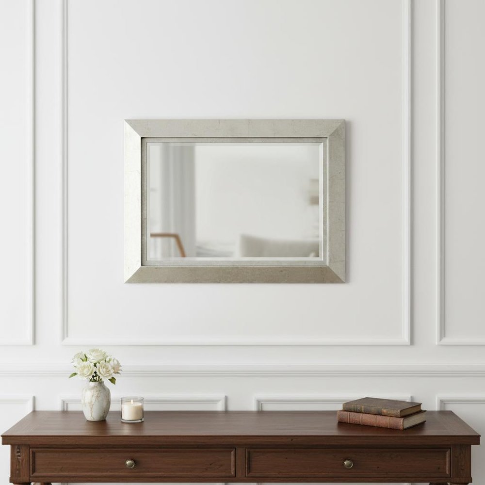 Silver Rectangle Accent Metal Mirror