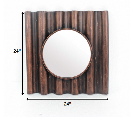 24" Bronze Square Metal Framed Accent Mirror