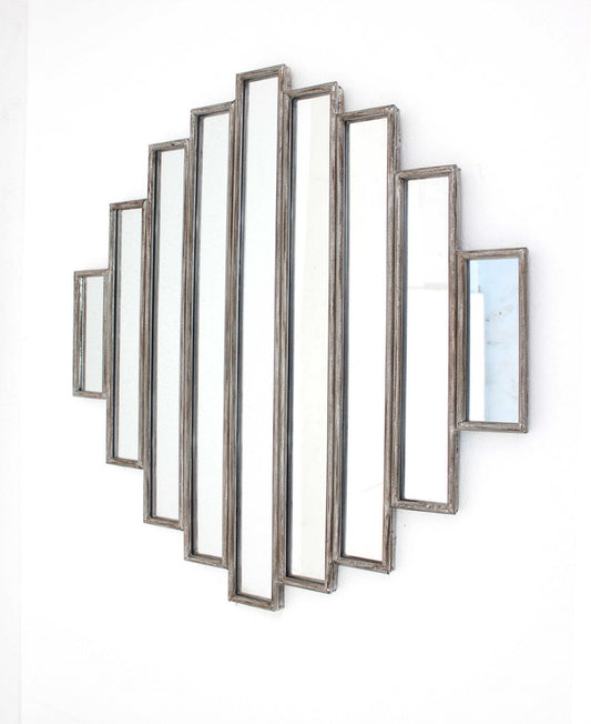 36" X 36" X 2" Silver Rustic Multi Mirrored Wall Sculpture