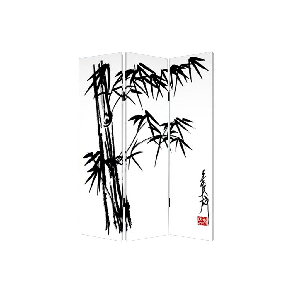 48 X 72 Multi Color Wood Canvas Bamboo Leaf  Screen