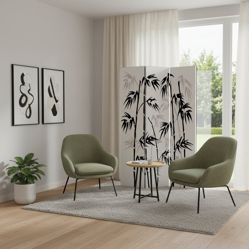 48 X 72 Multi Color Wood Canvas Bamboo Leaf  Screen