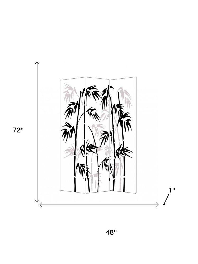 48 X 72 Multi Color Wood Canvas Bamboo Leaf  Screen