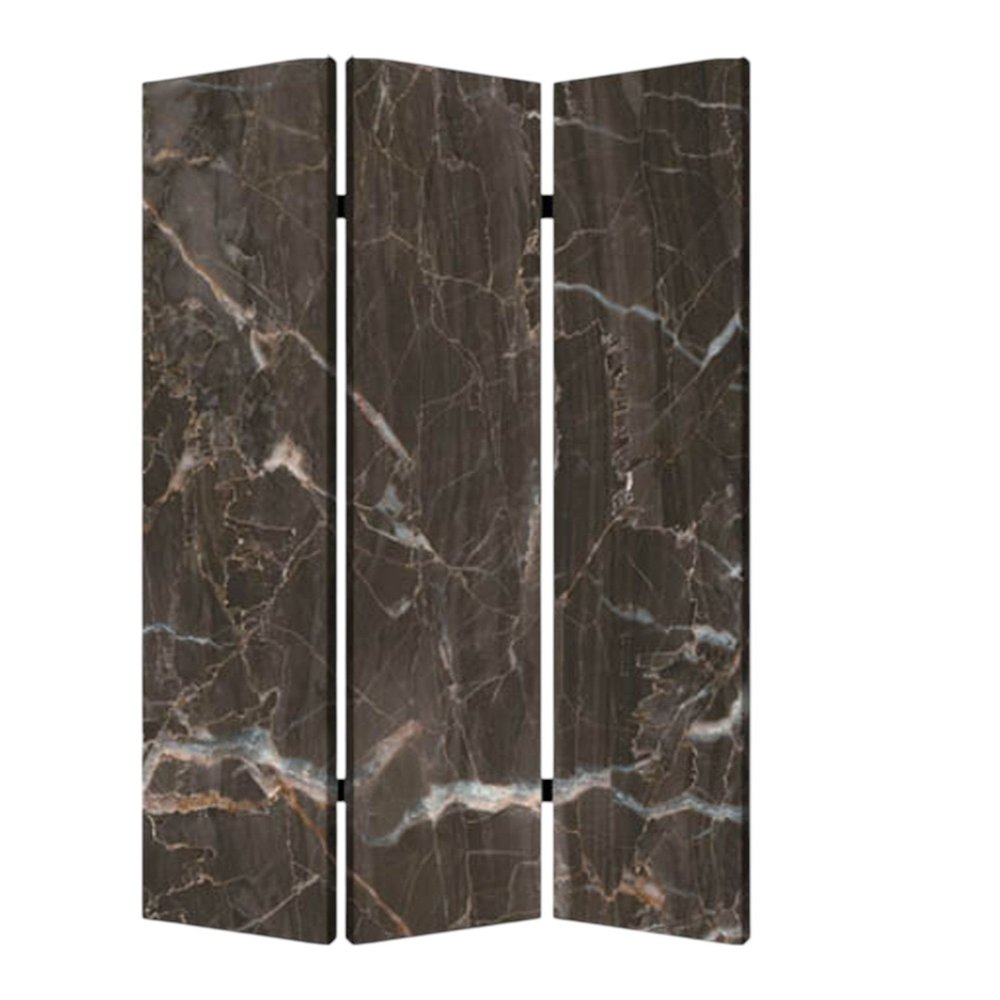 72" Gray Canvas Folding Three Panel Screen Room Divider