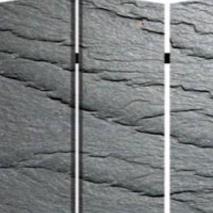 72" Gray Canvas Folding Three Panel Screen Room Divider