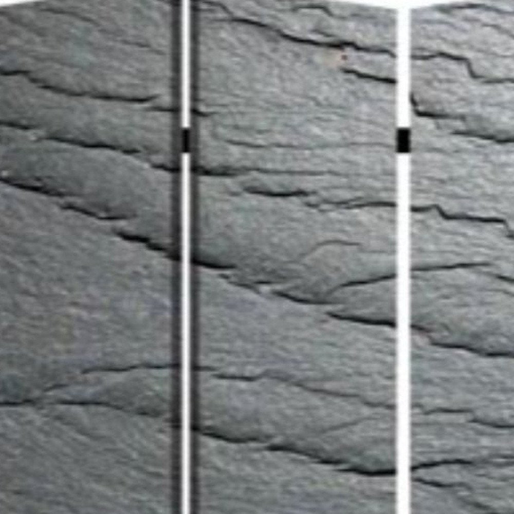 72" Gray Canvas Folding Three Panel Screen Room Divider