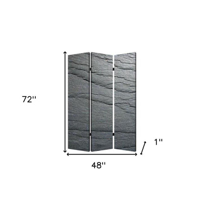 72" Gray Canvas Folding Three Panel Screen Room Divider