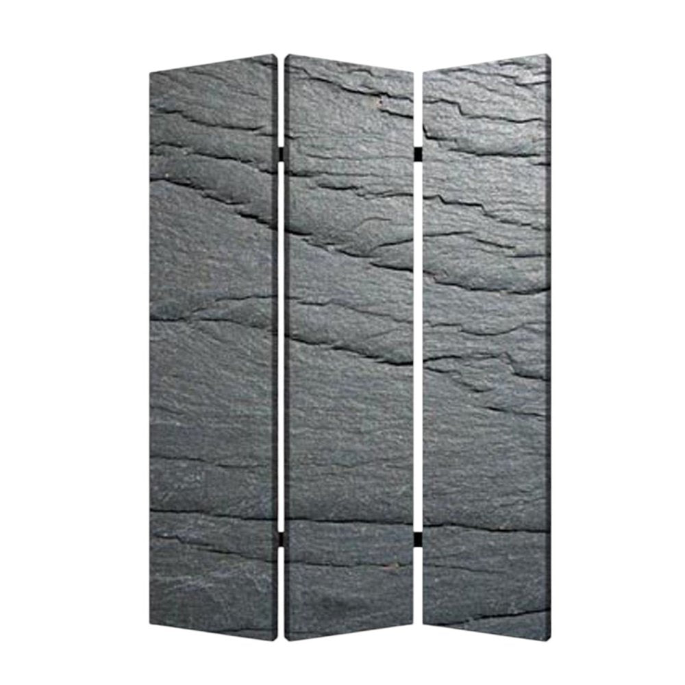 72" Gray Canvas Folding Three Panel Screen Room Divider