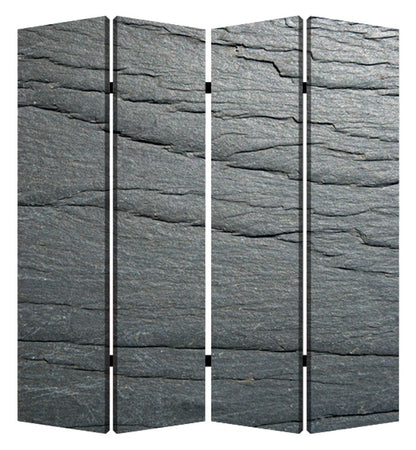 84" Gray Canvas Folding Four Panel Screen Room Divider