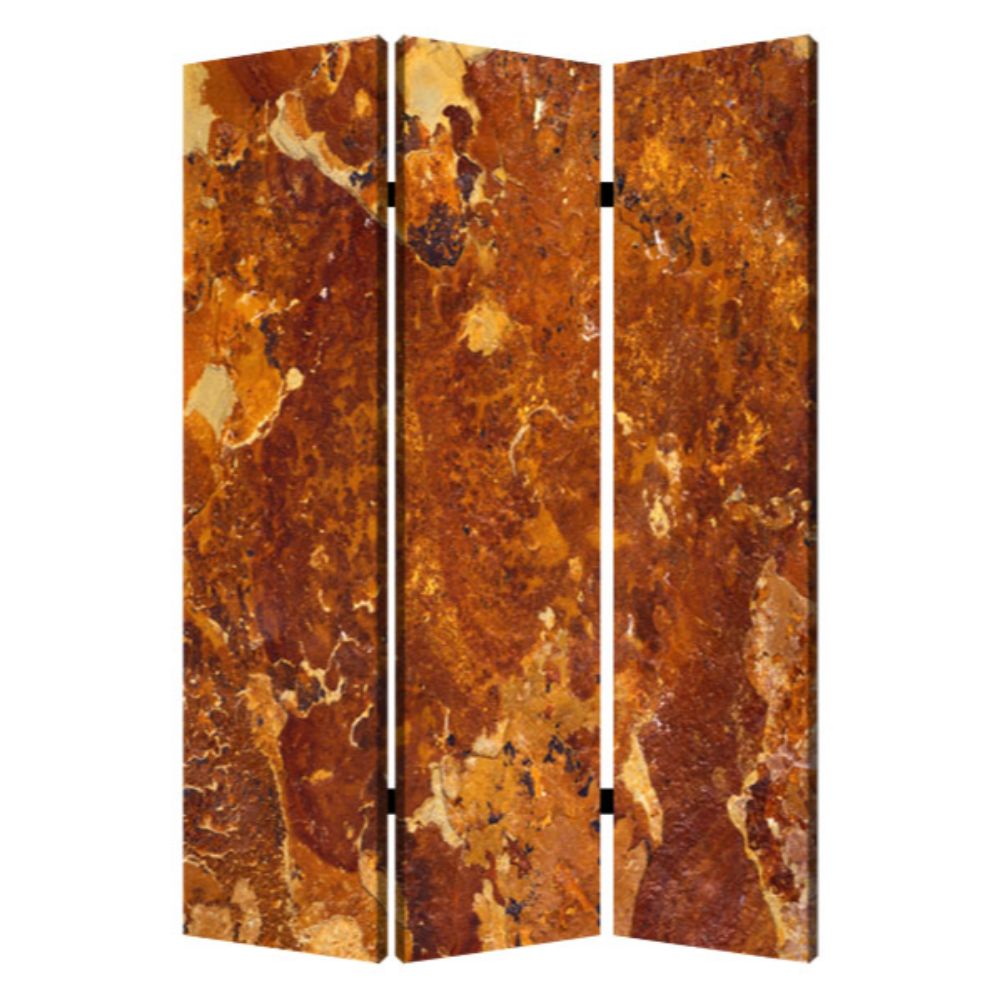 48" X 72" Multi Color Wood Canvas Brown Marble  Screen