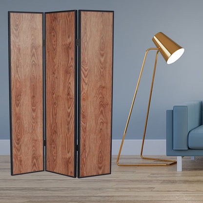 71" Brown Wood Folding Three Panel Screen Room Divider