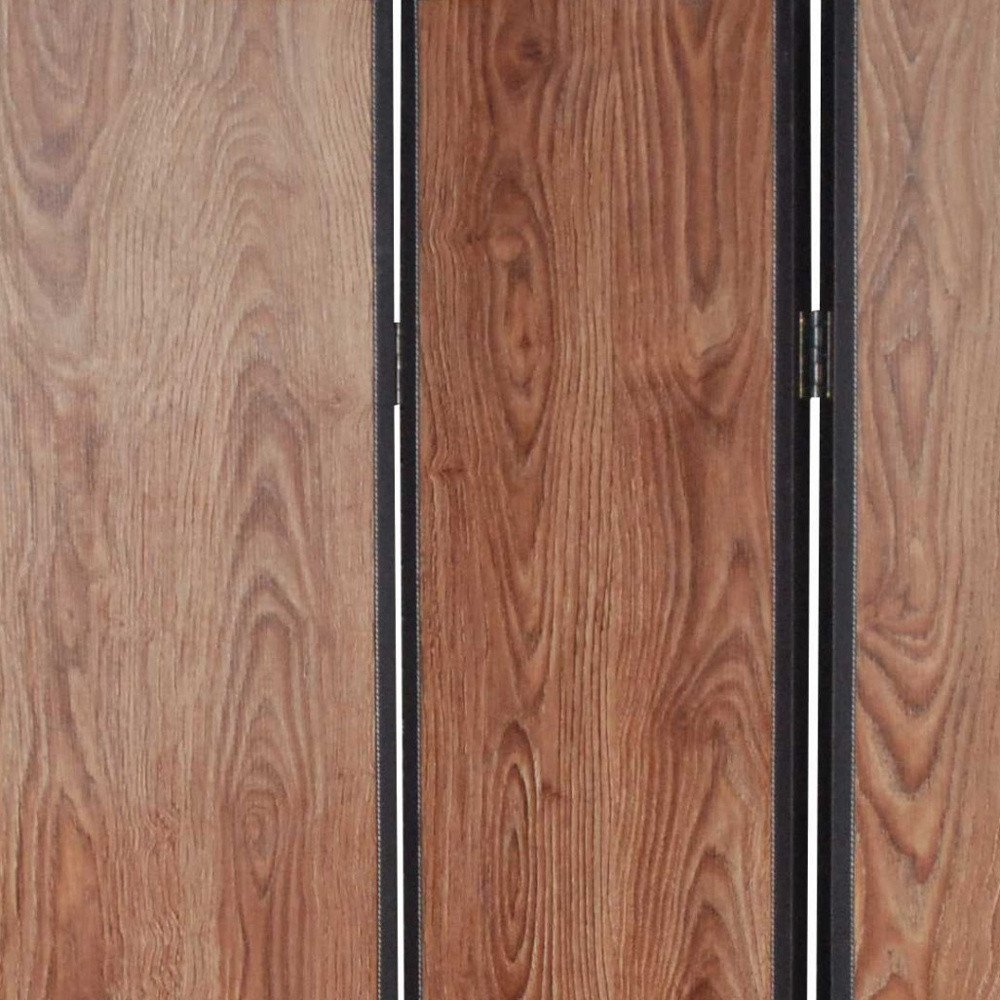 71" Brown Wood Folding Three Panel Screen Room Divider
