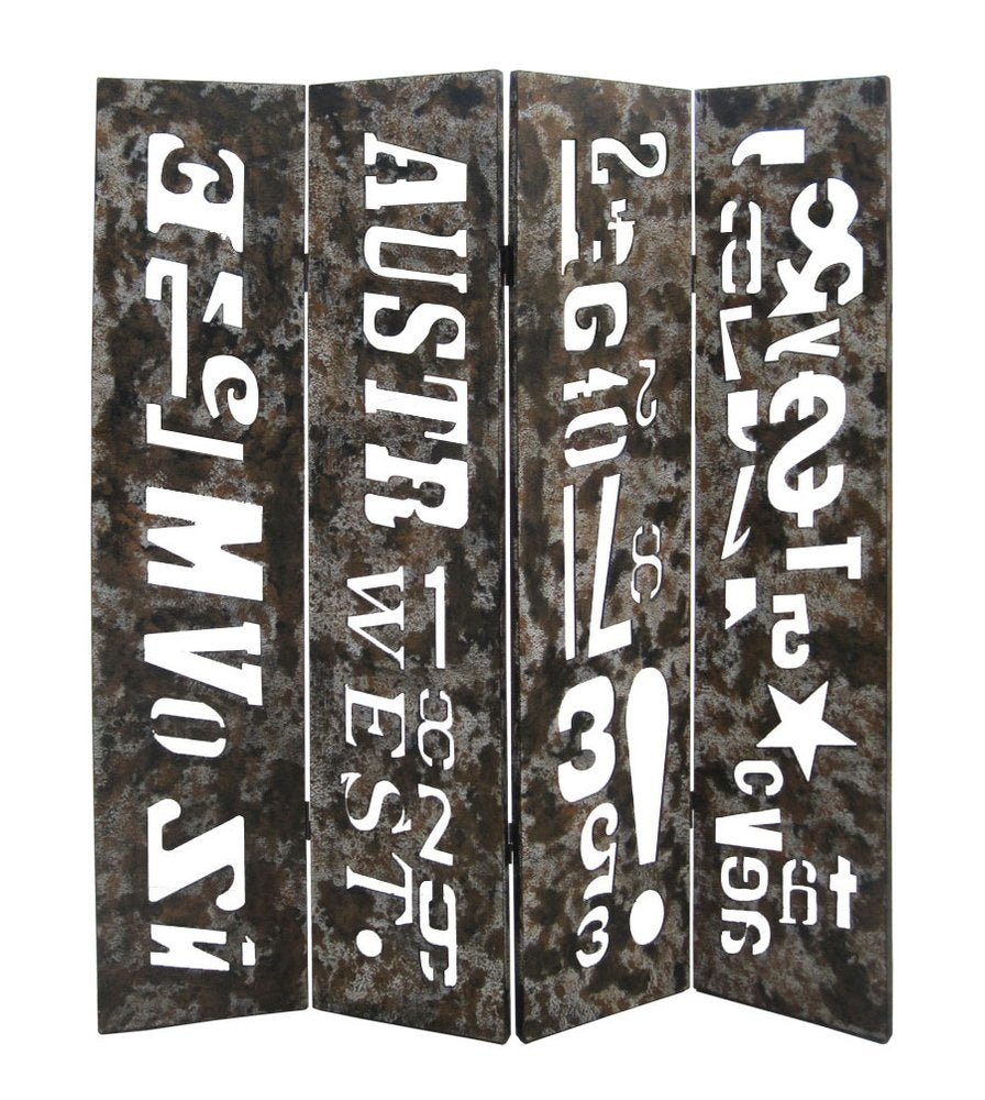 60" X 71" Brown Distressed Wooden  Screen