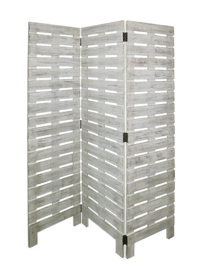 72" White Solid Wood Panel Screen Room Divider