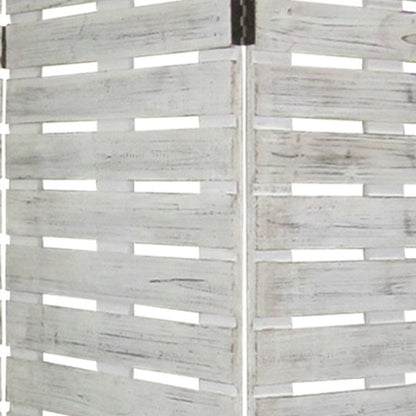 72" White Wood Folding Three Panel Screen Room Divider