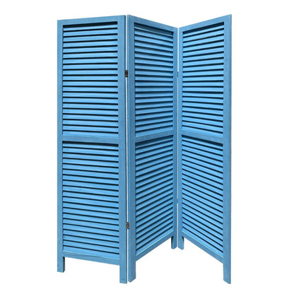 67" Black Wood Folding Three Panel Screen Room Divider