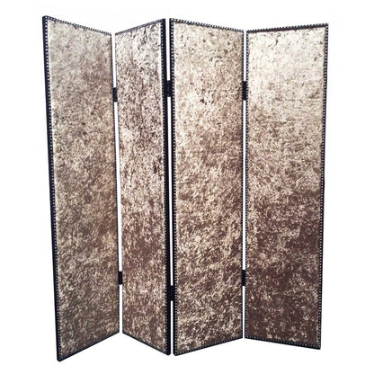 84" Beige Fabric Folding Four Panel Screen Room Divider