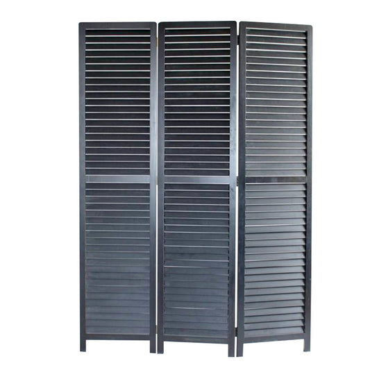 67" Black Solid Wood Panel Screen Room Divider
