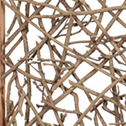 60 X 69 Brown 3 Panel Wood Foldable  Screen