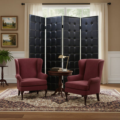 84 X 84 Black Faux Leather  Screen