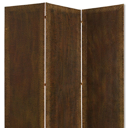 72" Bronze Folding Three Panel Screen Room Divider