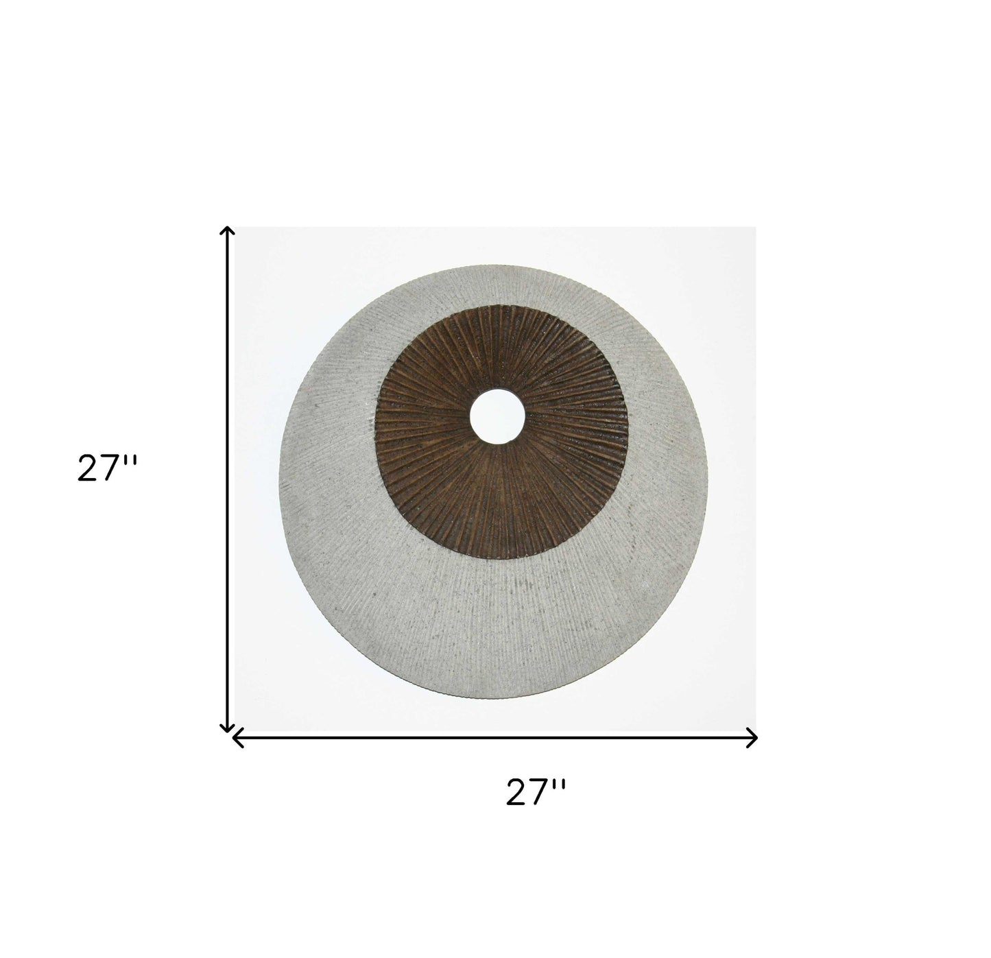27" X 27" X 3" Brown & Gray Round Double Layer Ribbed  Wall Decor