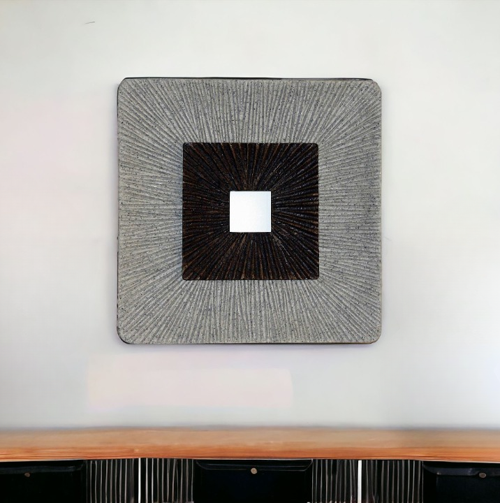 Brown & Gray Square Ribbed Minimalistic Wall Art