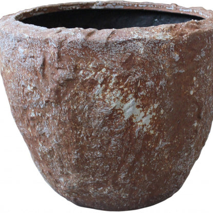 Set of Three 21" Brown Stone Indoor Outdoor Round Pot Planter