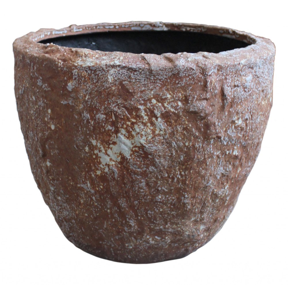 Set of Three 21" Brown Stone Indoor Outdoor Round Pot Planter