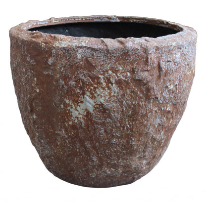 Set of Three 21" Brown Stone Indoor Outdoor Round Pot Planter