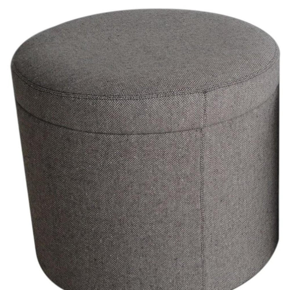 20" Gray Round Storage Ottoman