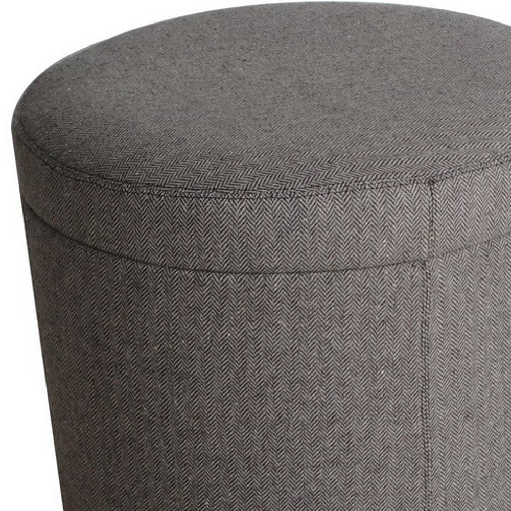 20" Gray Round Storage Ottoman