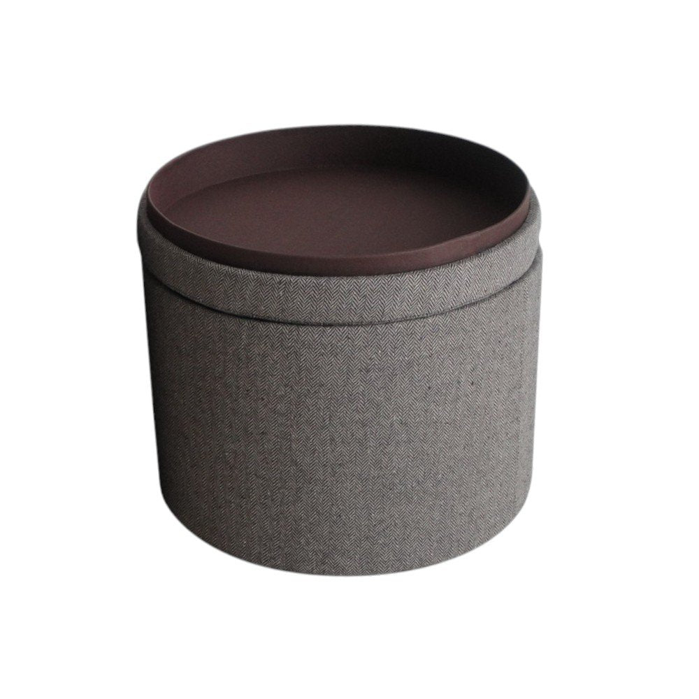 20" Gray Round Storage Ottoman