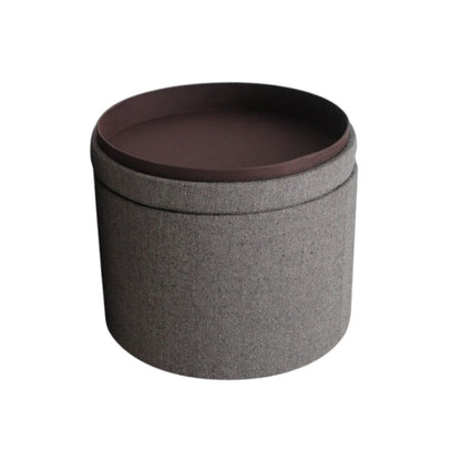 20" Gray Round Storage Ottoman