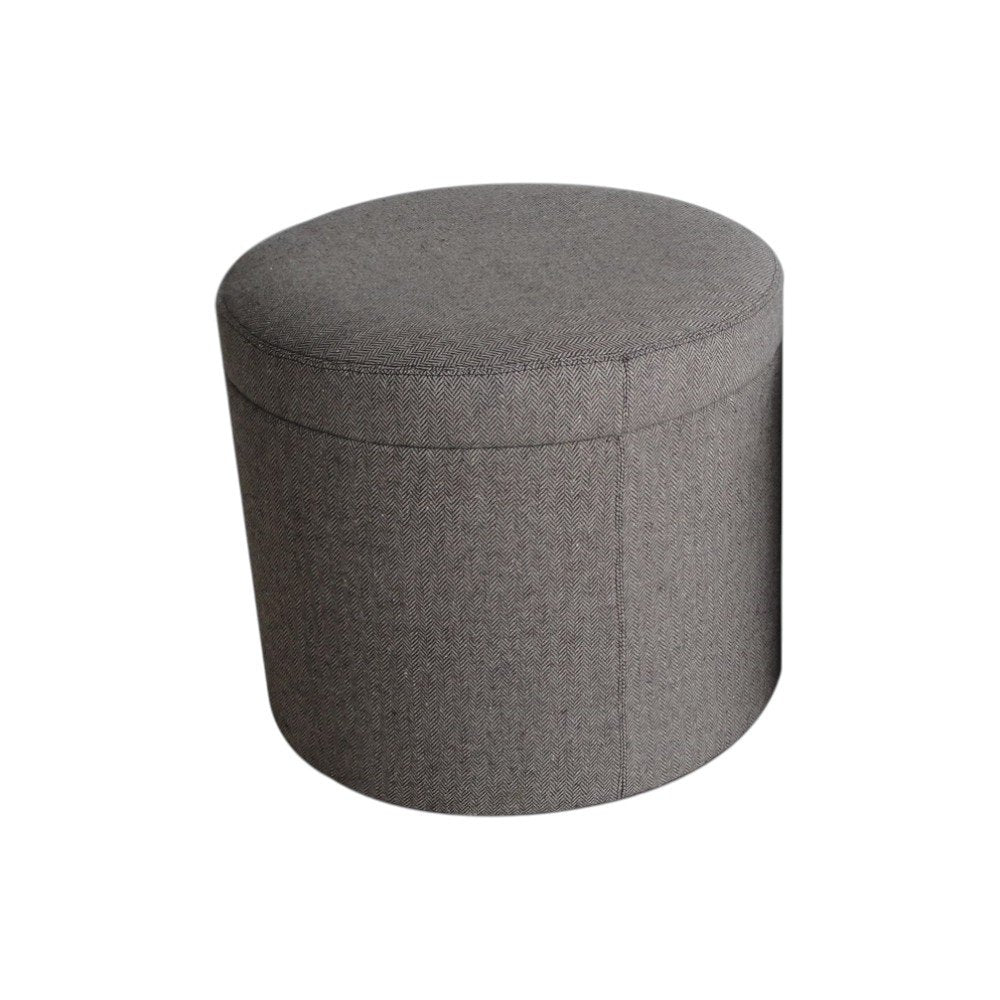 20" Gray Round Storage Ottoman