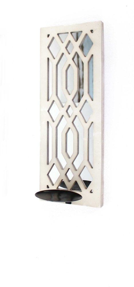 6" White Wood Wall Sconce Candle Holder