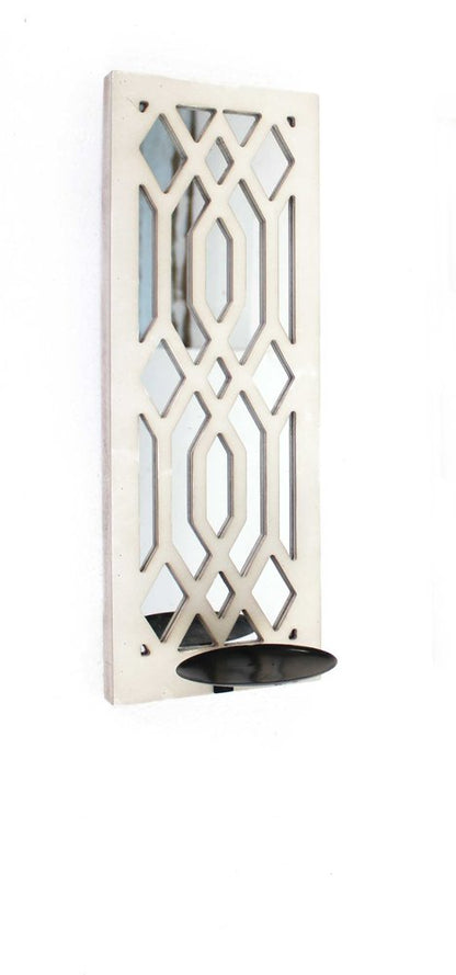 6" White Wood Wall Sconce Candle Holder