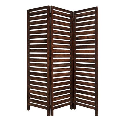 72" Brown Solid Wood Panel Screen Room Divider