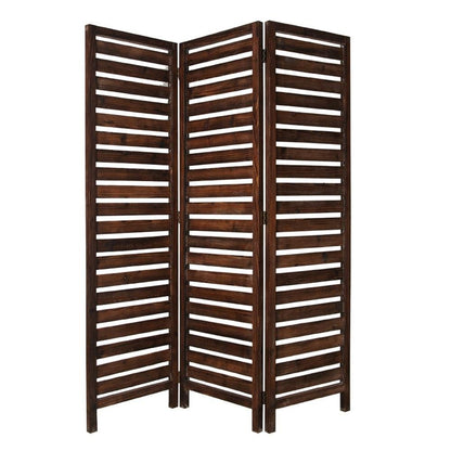 72" Brown Solid Wood Panel Screen Room Divider