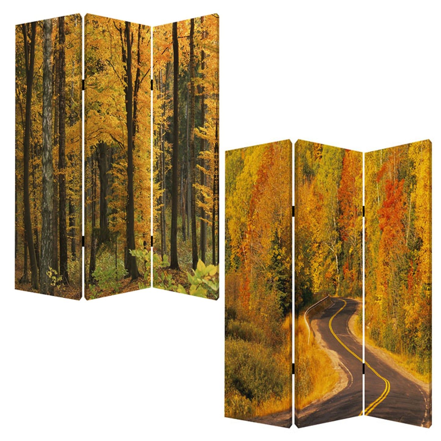 48 X 72 Multi Color Wood Canvas Autumn Journey  Screen