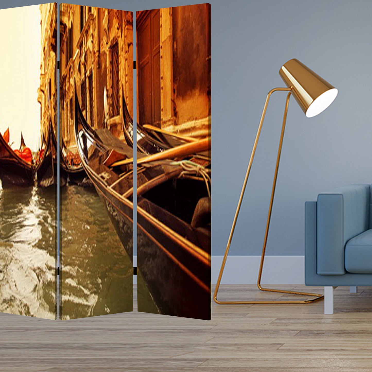 48" X 72" Multi Color Wood Canvas Venice  Screen