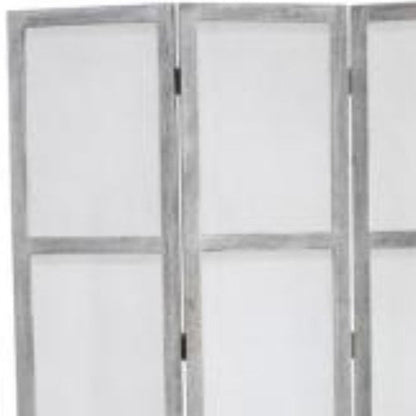 67" Gray Folding Three Panel Screen Room Divider