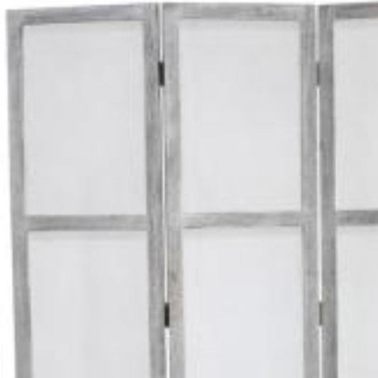 67" Gray Folding Three Panel Screen Room Divider