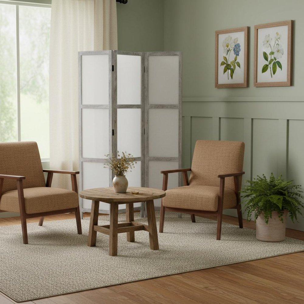 67" Gray Folding Three Panel Screen Room Divider