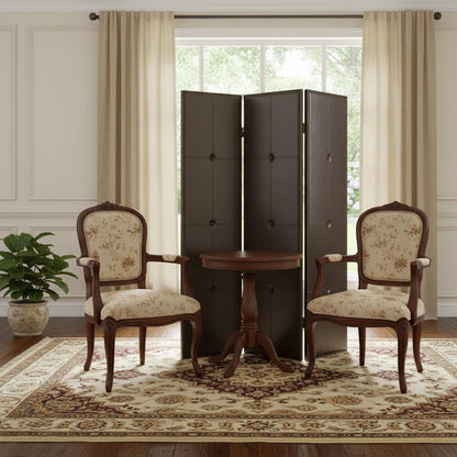 72" Brown Faux Leather Folding Three Panel Screen Room Divider