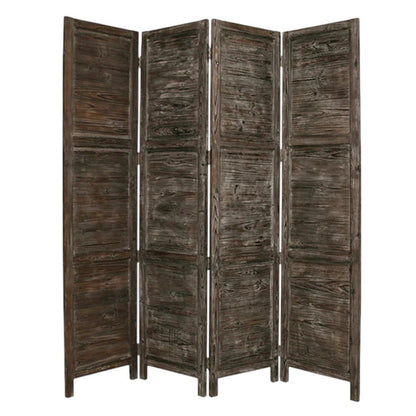 84" Green Rustic Wood Folding Four Panel Screen Room Divider