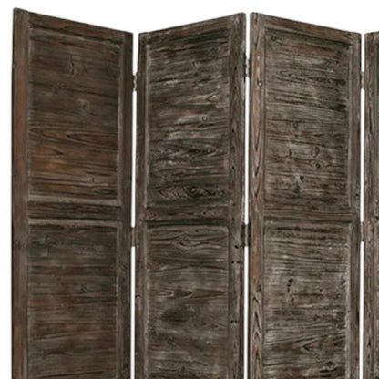84" Green Rustic Wood Folding Four Panel Screen Room Divider