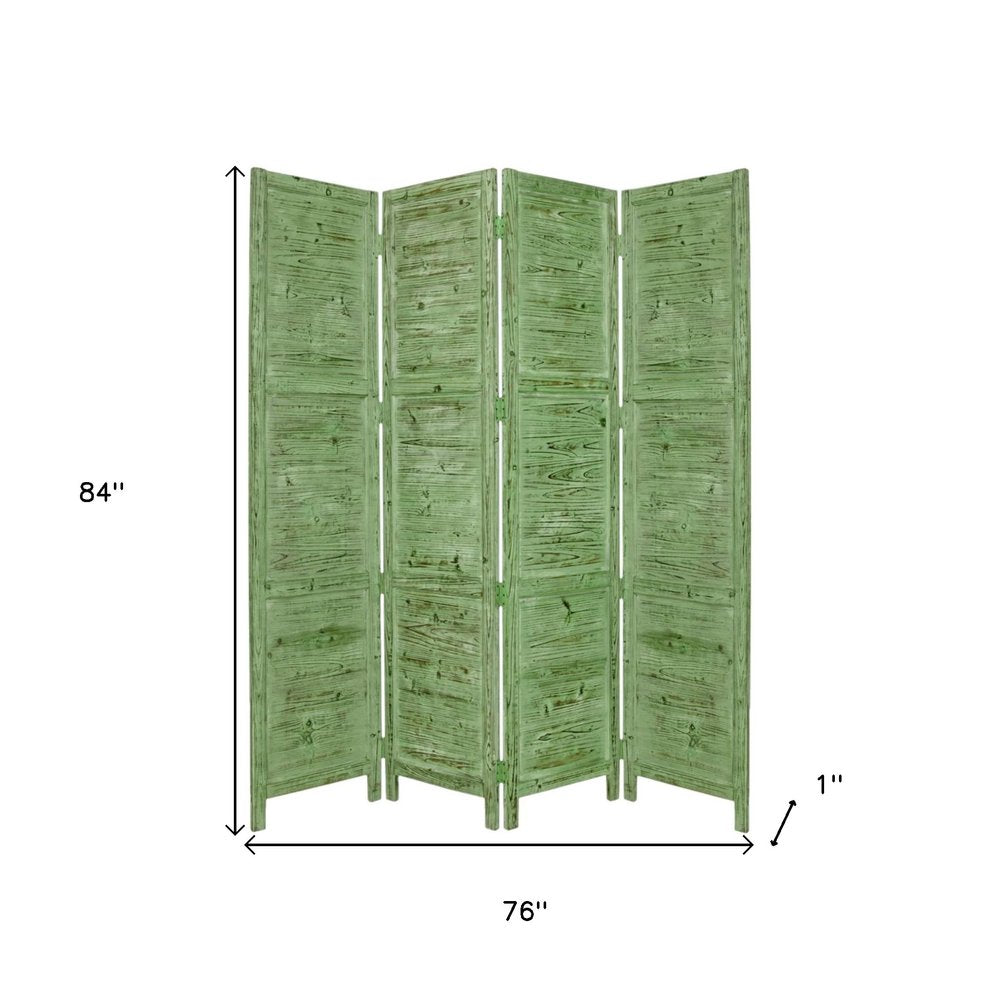 84" Black Wood Folding Four Panel Screen Room Divider
