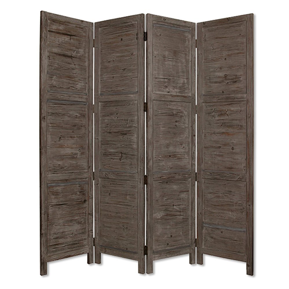84" Black Wood Folding Four Panel Screen Room Divider